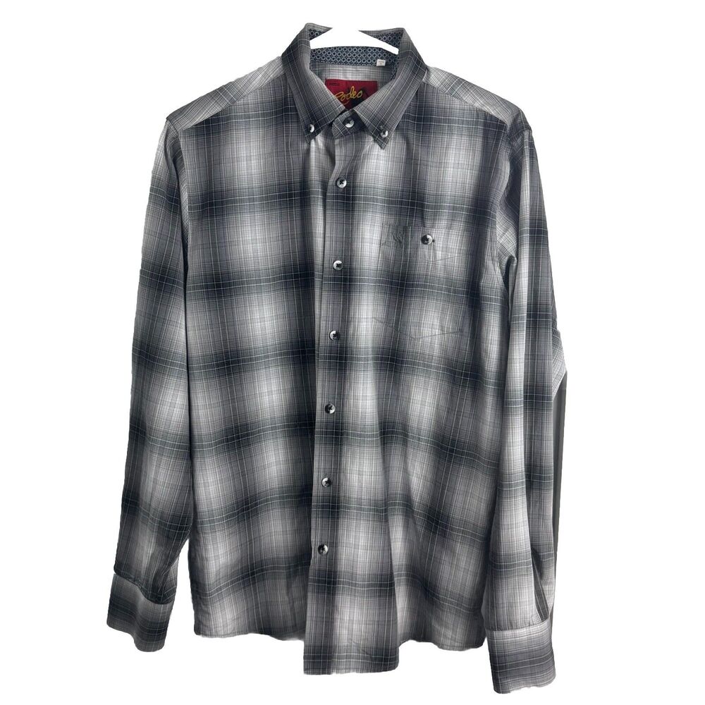 RCCO Rodeo Clothing Co. Button Down Western Shirt Mens Size Small Black Gray